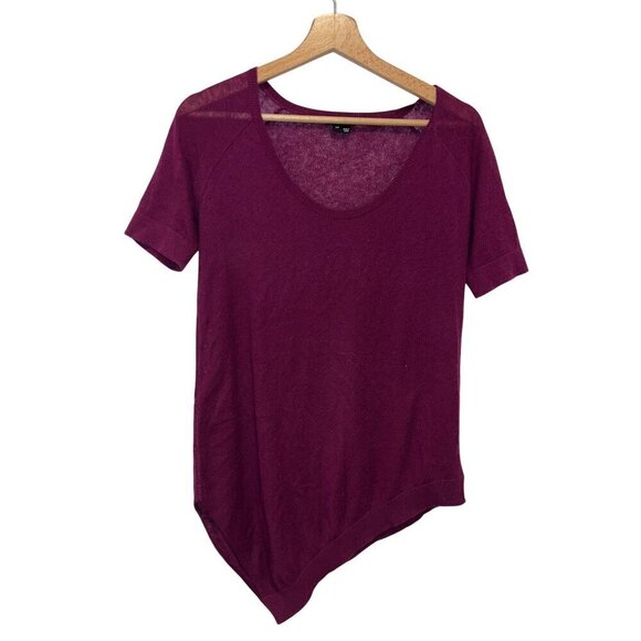 Theory cashmere blend short sleeve asymmetrical hem sweater top Small - Picture 1 of 8